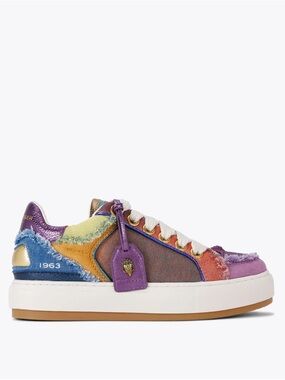Kurt Geiger Multicolor Patchwork Denim & Suede Sneakers
